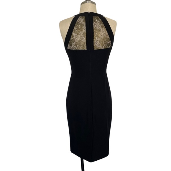 Karen Millen Sleeveless Black Sheath Dress with Lace Panels Size 4 - Picture 4 of 8